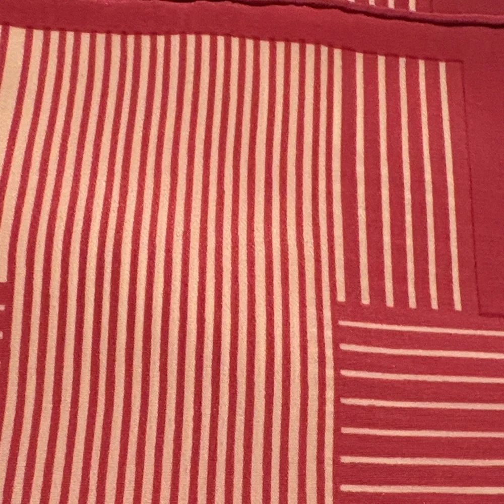 Dior Red and Cream Striped Silk Scarf